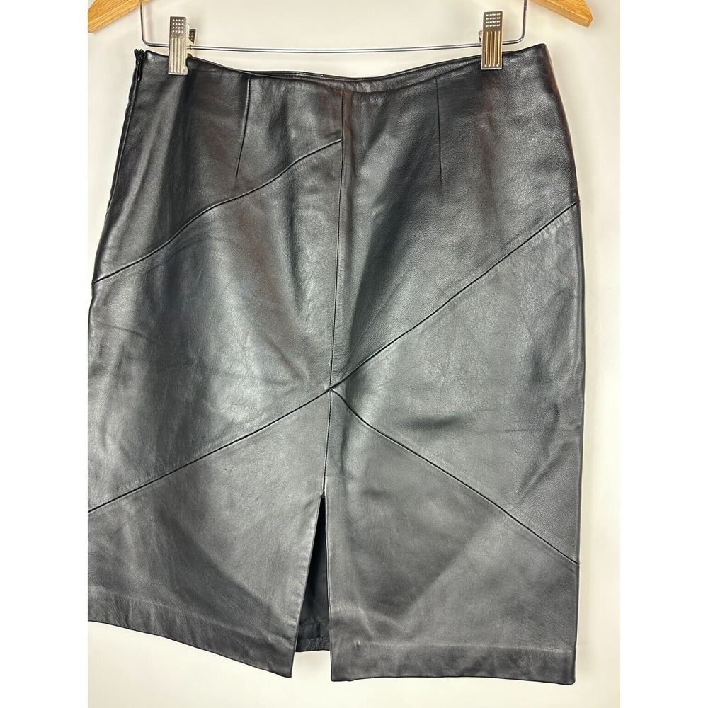 Valerie Stevens Separates 100% Leather Skirt Soft Black Pencil 90's Y2K Size 8 - Picture 8 of 15